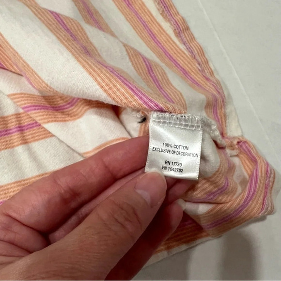Cherokee spaghetti straps summer top White with Orange and Pink Stripes - Picture 5 of 10